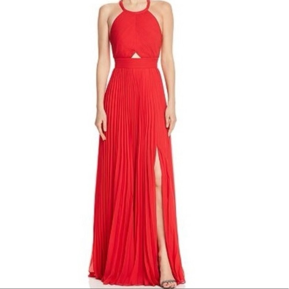 Aiden Maddox Red Chiffon Prom Dress
